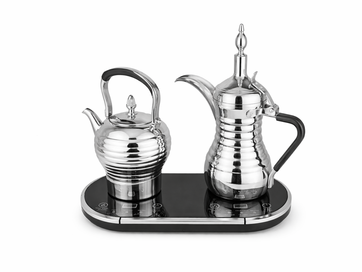 Muzhila Silver Electric Dual Set for Coffee & Tea - 1600W Stainless Steel 1 Muzhila Silver Electric Dual Set for Coffee & Tea 1600W Stainless Steel